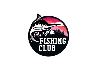 Obraz premium Fishing logo design template illustration . Sport fishing Logo