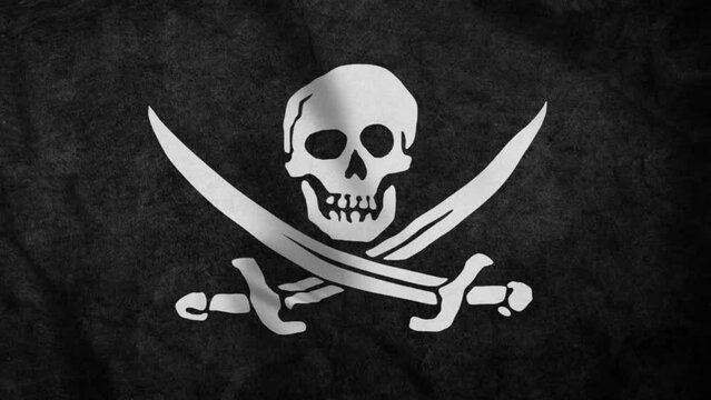 Pirate Flag with Jolly Roger 4K Seamless Loop