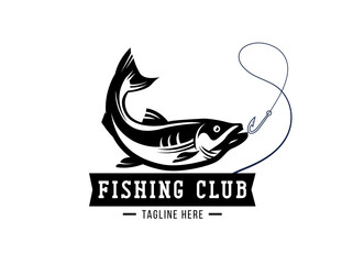 Fishing logo design template illustration . Sport fishing Logo