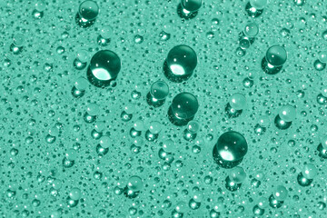 Water drops on mint background