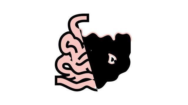 intestine human organ color icon animation