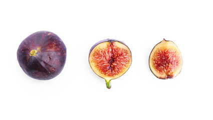 Sweet ripe figs on white background