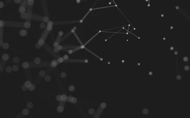 Abstract background. Molecules technology with polygonal shapes, connecting dots and lines. Connection structure. Big data visualization.