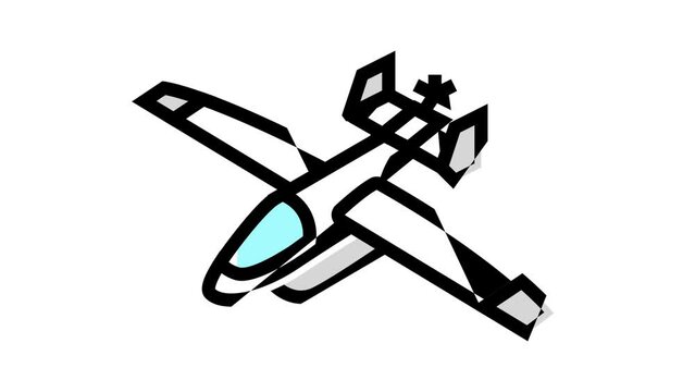 amphibious airplane aircraft color icon animation