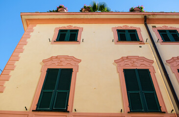 Colorful italian house in Liguria, Italy, Europe