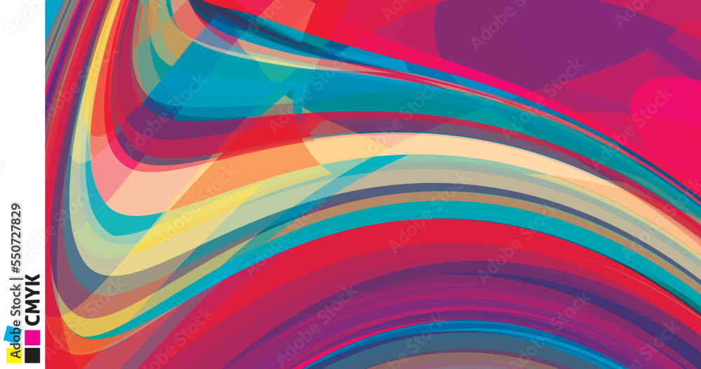 Poster artistic background with curved multicolor stripes. colorful graphics