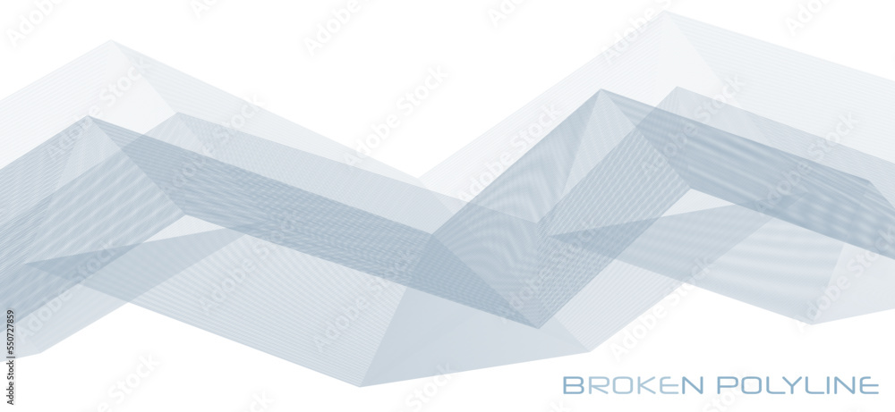 Poster Grey broken polyline with sharp edges and moire effect