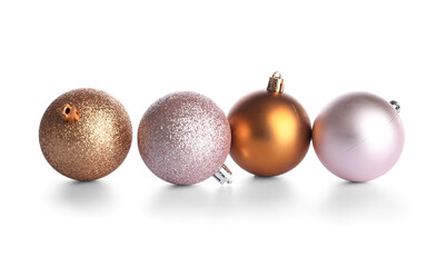 Heap of beautiful Christmas balls isolated on white background