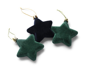 Stylish Christmas decorations in shape of stars on white background