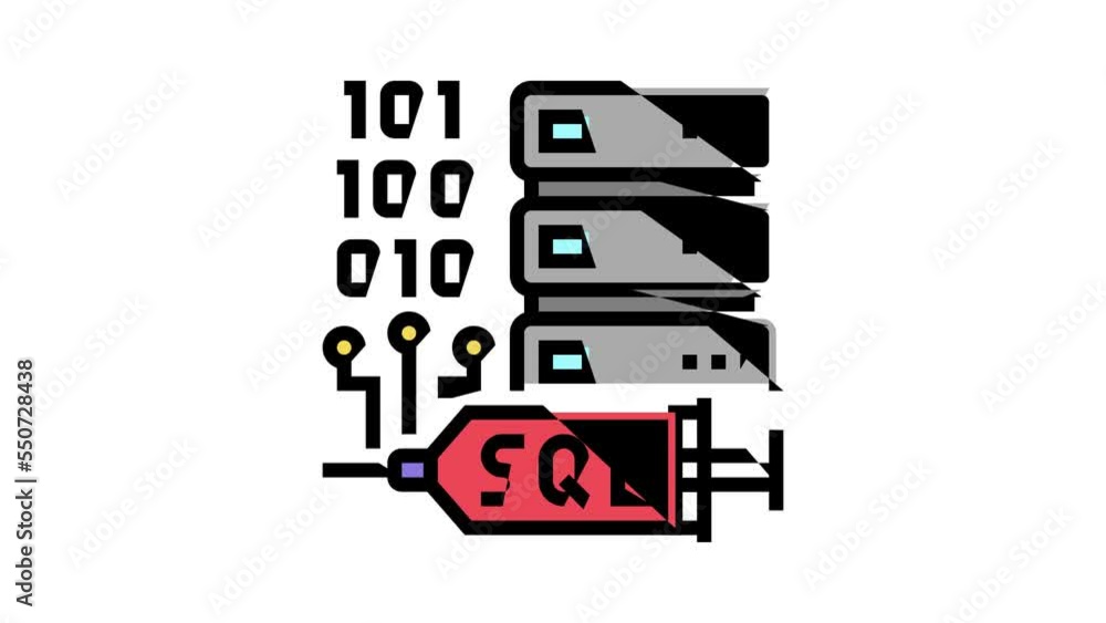 Poster sql injections color icon animation