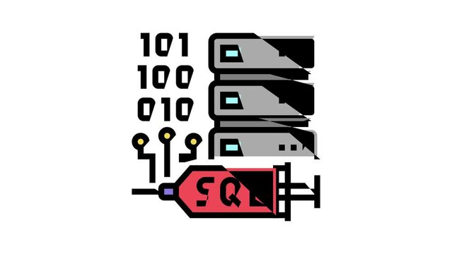 sql injections color icon animation
