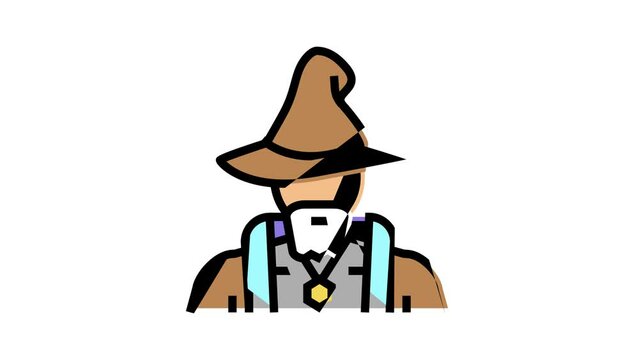 wizard fairy tale personage color icon animation