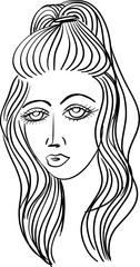 Sketch of women portrait. Young beautiful girl