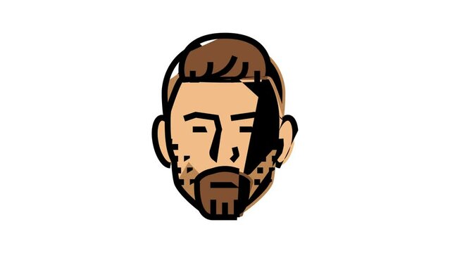 trimmed beard hair style color icon animation