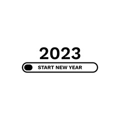 Happy New Year 2023 text design. Cover of business diary for 2023 with wishes. Brochure design template, card, banner. Vector illustration. Isolated on white background.
