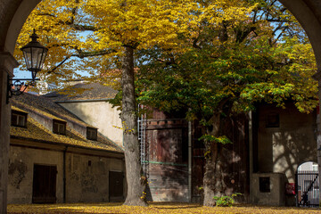 Fototapeta na wymiar old building in autumn