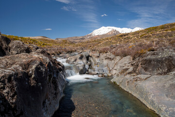 Waterfall near the Tongariro Crossing, North Island, New Zealand