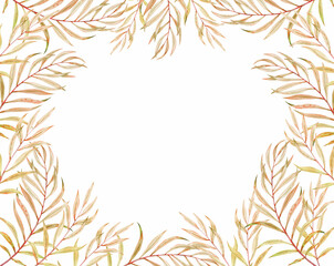 Tropical tender frame Palm leaf Golden color Wedding invitation light