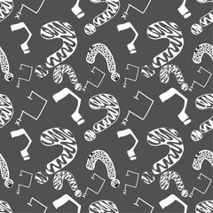 Seamless pattern from sketches of question marks. Vector stock background.