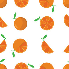 Vector orange pattern. Slice of orange patern. Seamless background. Citrus fruit image. Juicy background . Citrus seamless pattern with oranges. Fruity texture with oranges on orange background. 