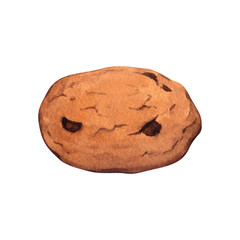 Watercolor chocolate chip cookies. Hand drawn illustrations Isolated on white background. For packages and menus.