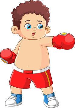 Young boxer during boxing exercises
