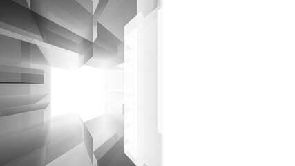 Fototapeta premium Abstract black and white architectural rendering 3d illustration