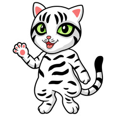 Obraz na płótnie Canvas Cute american short hair cat cartoon waving hand