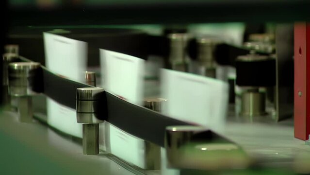 Automated Letter Sorting Machine at Post Office and Distribution Center - Close Up - 4K