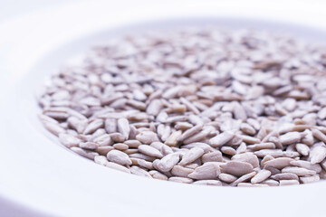 Selective focus of sunflower seeds pile