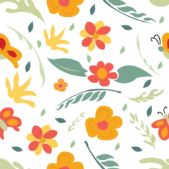 Dekokissen Seamless floral pattern. Beautiful bouquet of coral peonies and small flowers and leaves. Bright flowers on black background in trendy fashion oriental style. Stock vector for prints on surface © iopart