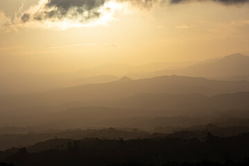 View of a beautiful sunset in the central mountains of Panama