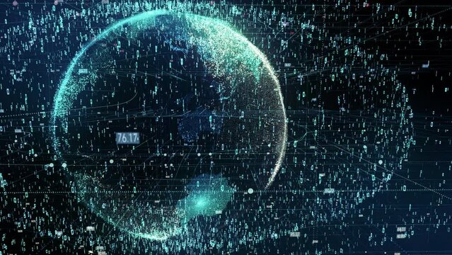 Earth with digital data matrix