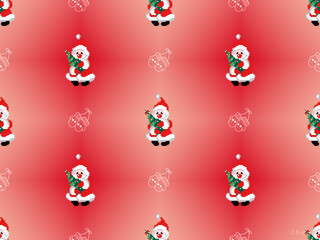 Santa Claus cartoon character seamless pattern on red background