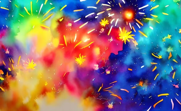 I am looking at a picture of new year's fireworks. They are colourful and bright, and they make me feel happy.
