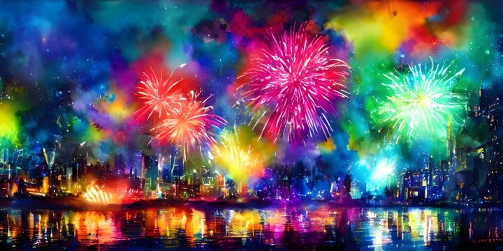 I am watching the new year's fireworks. They are so beautiful. The colors are so bright and vibrant. I can't believe it is almost 2020.