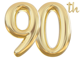 90th anniversary numbers gold celebrate number