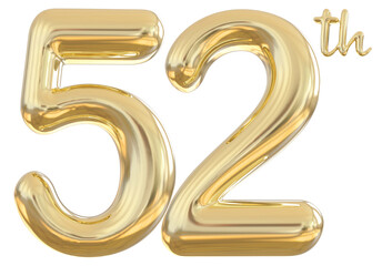 52th anniversary numbers gold celebrate number
