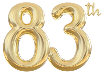83th anniversary numbers gold celebrate number