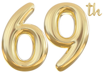 69th anniversary numbers gold celebrate number