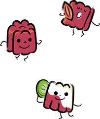 レトロ喫茶店のカヌレたちのイラストセット