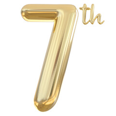 7th anniversary numbers gold celebrate number