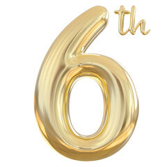 6th anniversary numbers gold celebrate number