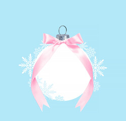 christmas ornament with bow and snowflakes