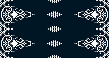 Geometric Seamless Ethnic Pattern in black and white color.design for background. Aztec Pattern illustration template element EP.32