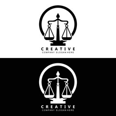 Law Logo, Scales Justice Vector, Design For Pawnshop Brands, Law, Attorney, Financial Institutions