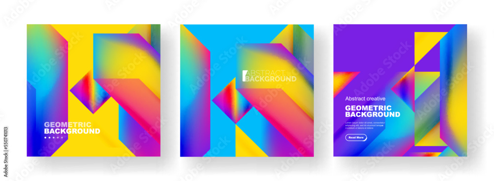 Aufkleber set of abstract backgrounds. overlapping geometric elements composition. vector illustration for wal