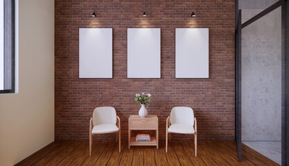 3D Illustration Interior Office