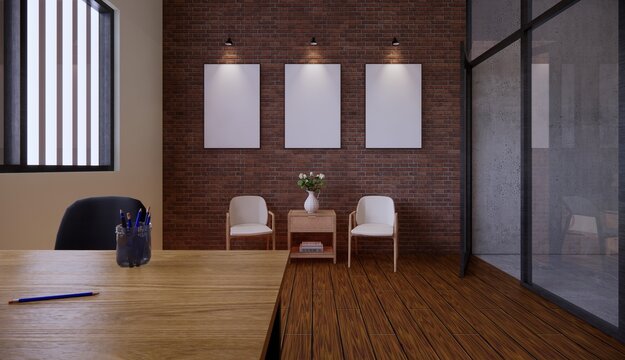 3D Illustration Interior Office