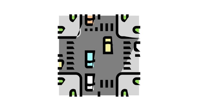crossroad urban color icon animation